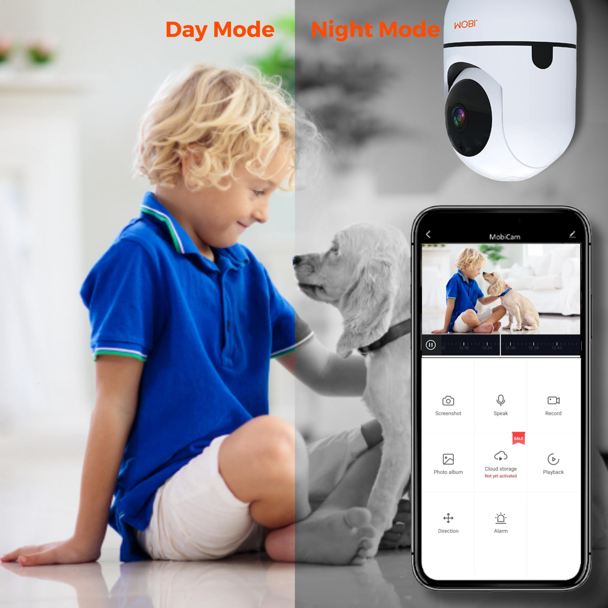 MOBI MOBI MobiCam HDX Wi-Fi Pan & Tilt Smart Pet Monitoring Camera, Pet Video Monitor, Night Vision IP Camera, Motion Detection, Full HD, Two-Way Audio, Remote View & Recording with Free Smart App