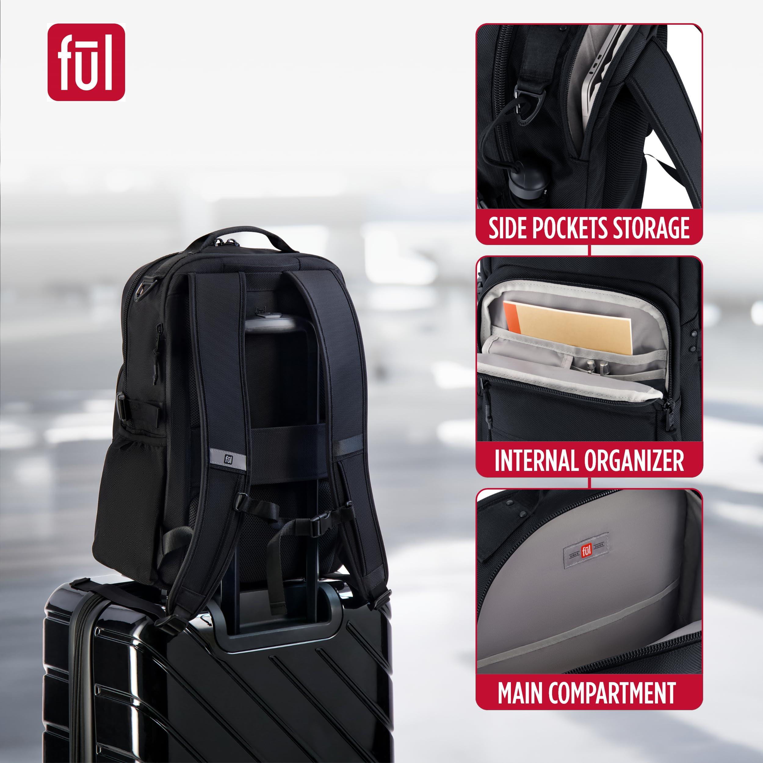 FUL FUL Tactics Collection 17 Inch Laptop Backpack, Division Padded Computer Bag for Commute or Travel, Black, One Size