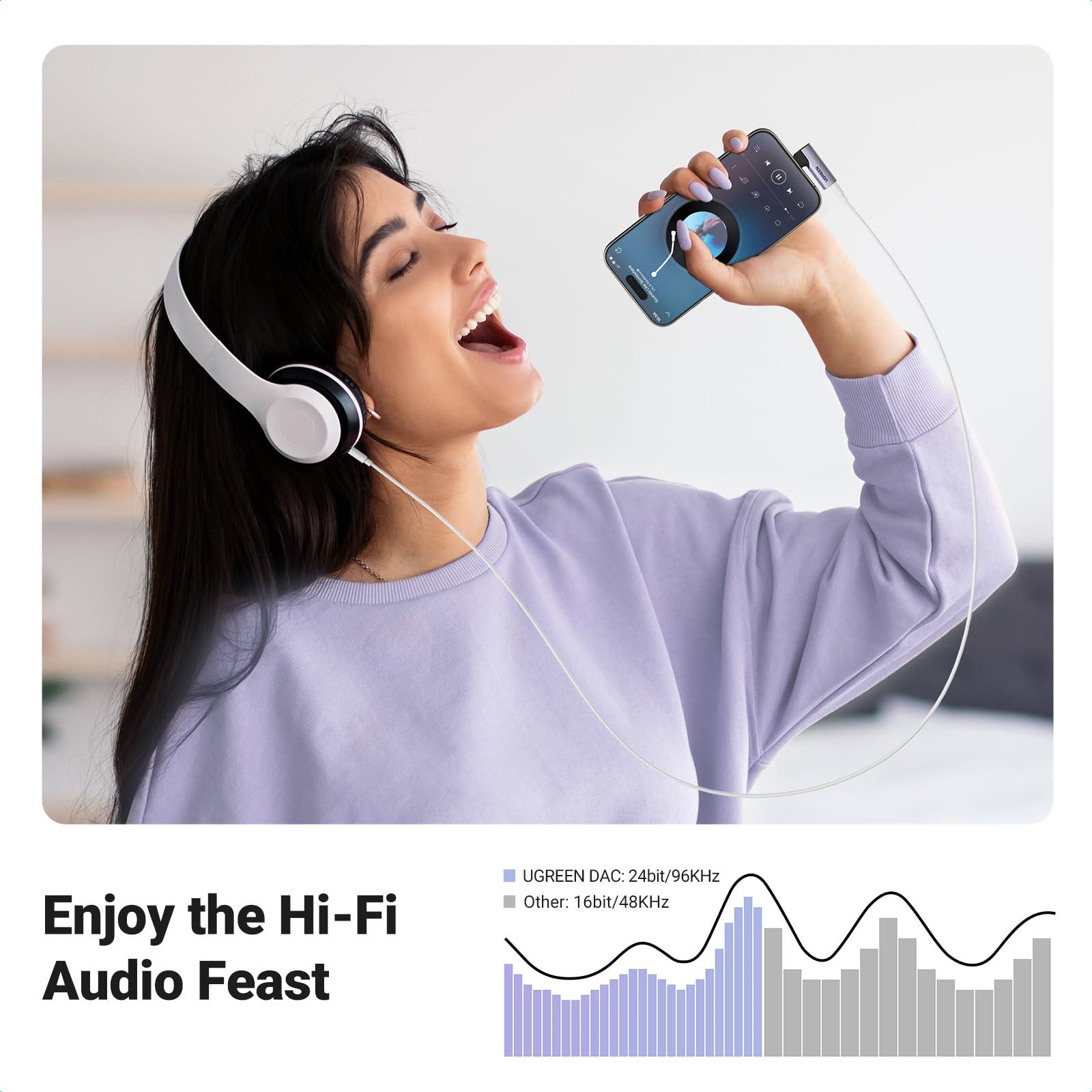 UGREEN UGREEN 2 Pack USB C to 3.5mm Audio Adapter Type C Aux Headphone Jack DAC Stereo Mic HiFi Right Angle Dongle Compatible with iPhone 16 15 Pro Max/15 Pro/15 Plus, iPad Pro Air, Galaxy S24 Ultra Pixel 9