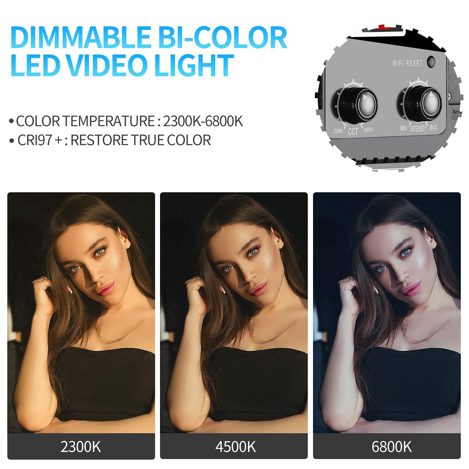GVM Great Video Maker GVM 3 Pack LED Video Lighting Kits with APP Control, Bi-Color Variable 2300K~6800K with Digital Display Brightness of 10~100% for Video Photography, CRI97+ TLCI97 Led Video Light Panel +Barndoor