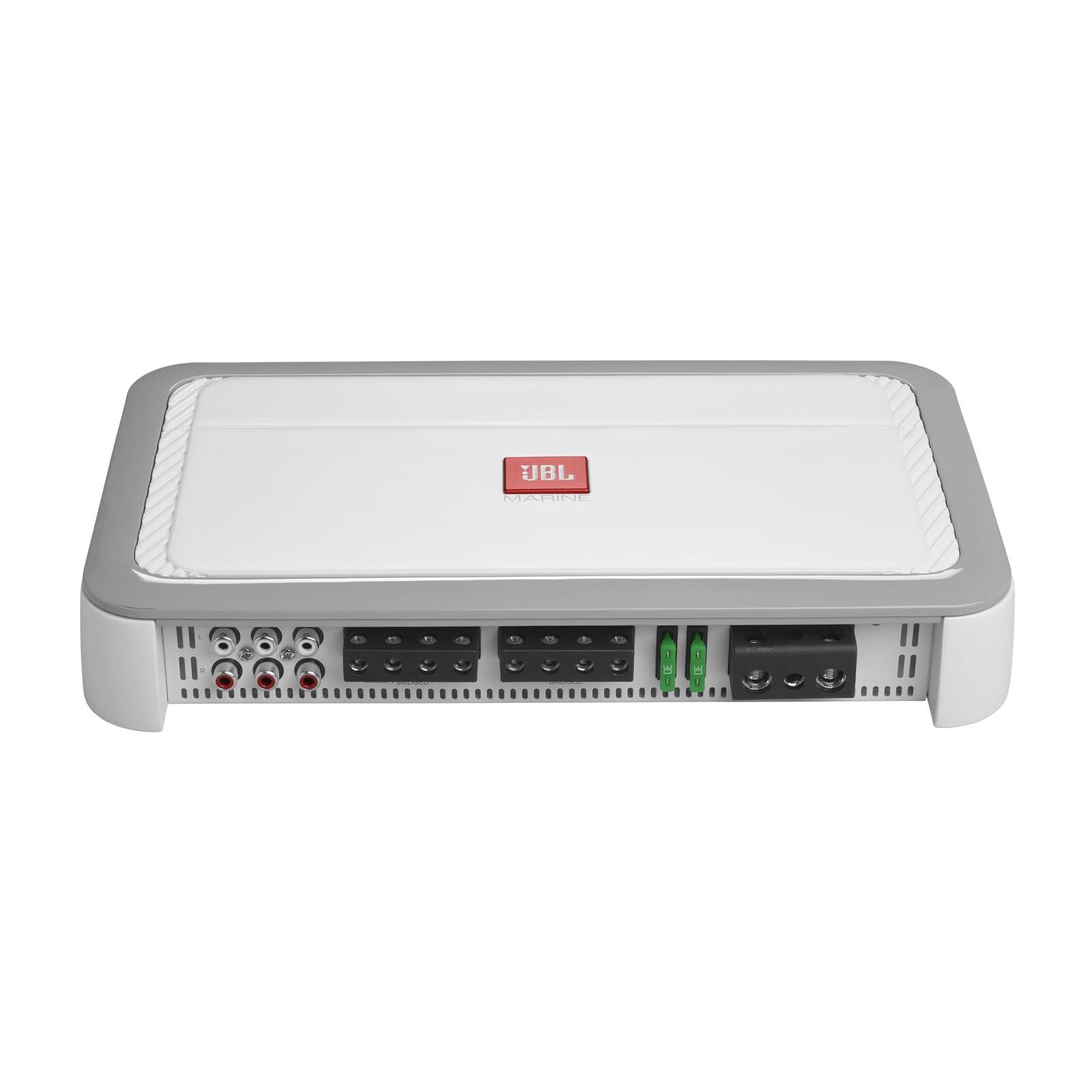 JBL JBL MA754 - High Performance 4-Channel Marine Amplifier, 200 watts RMS x 2 at 4 ohms in bridged Mode (4-ohm Stable in bridged Mode), Preamp and Speaker-Level inputs