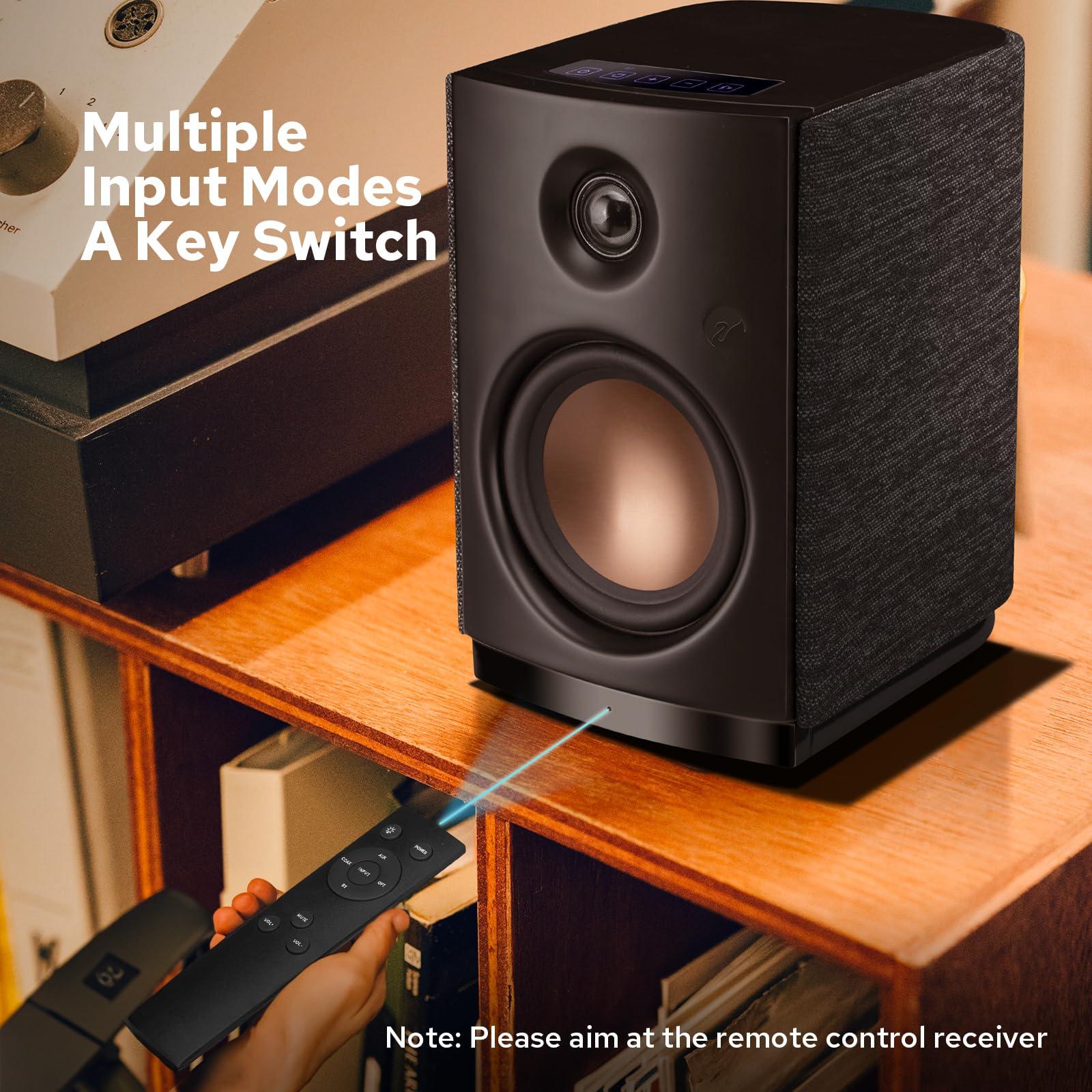 HiVi-Swans HiVi-Swans OS-10 HiFi Stereo Speakers, Bluetooth 5.0 Active Computer Bookshelf Speakers - 4'' Dynamic Woofer, Powered Desk Speakers 62w RMS with Touch Control for PC/Phone/TV/Monitor (Pair)