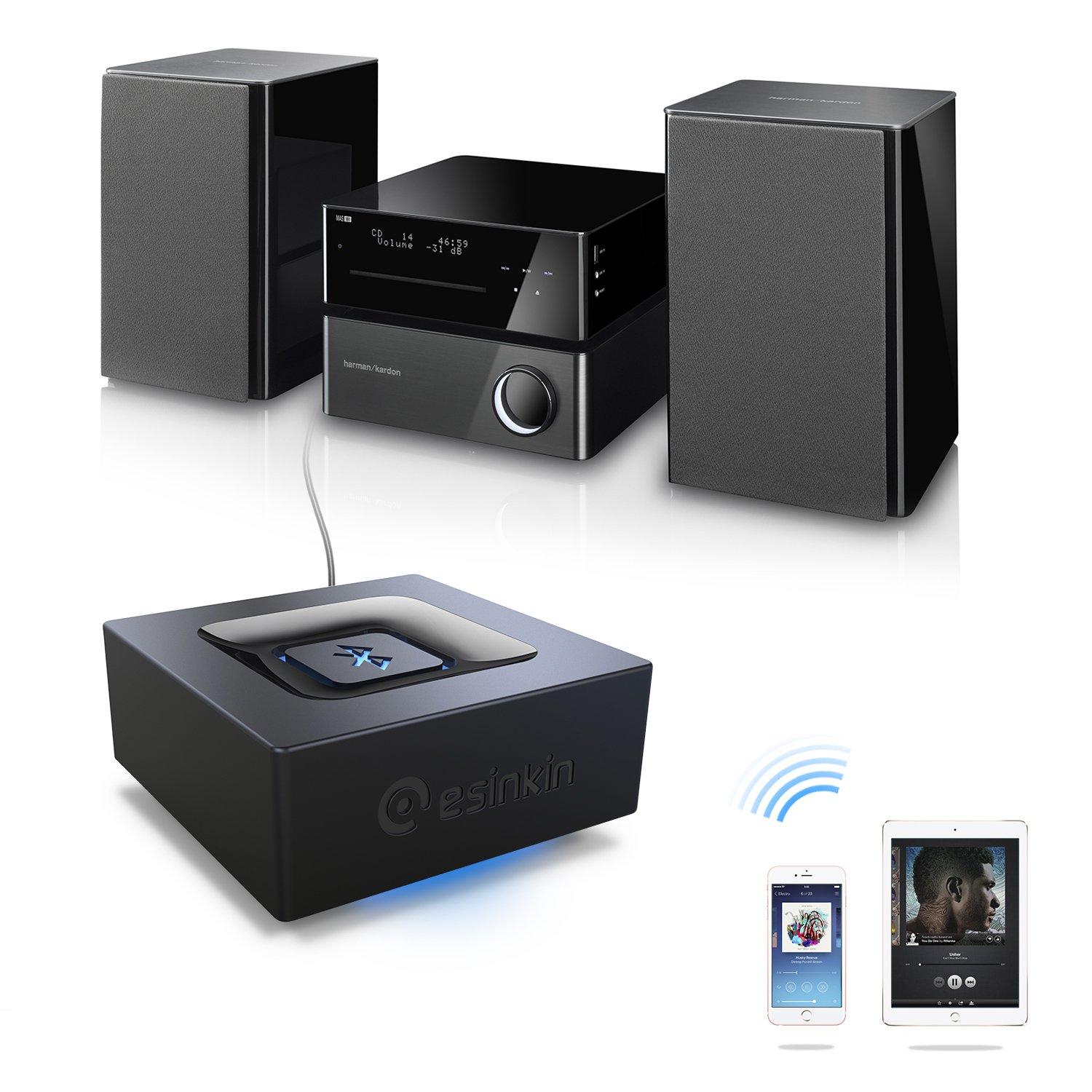 esinkin esinkin Bluetooth Audio Adapter for Music Streaming Sound System, Wireless Audio Adapter Works with Smartphones and Tablets, Bluetooth Receiver for Home Stereo