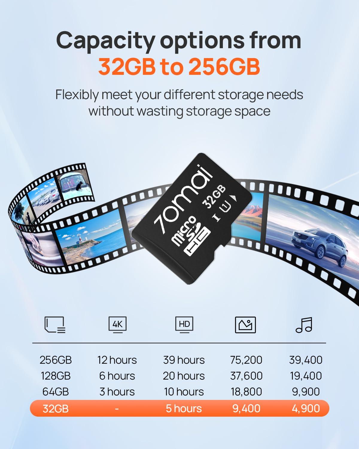 70mai 70mai Front Dash Cam A500S+ 32GB Card 1944P UHD with Sony IMX335, Built-in WiFi GPS Smart Dash Camera for Cars, Optional Rear Dash Cam, ADAS, 2\'\' IPS LCD Screen, 140 Wide Angle, WDR, Night Vision