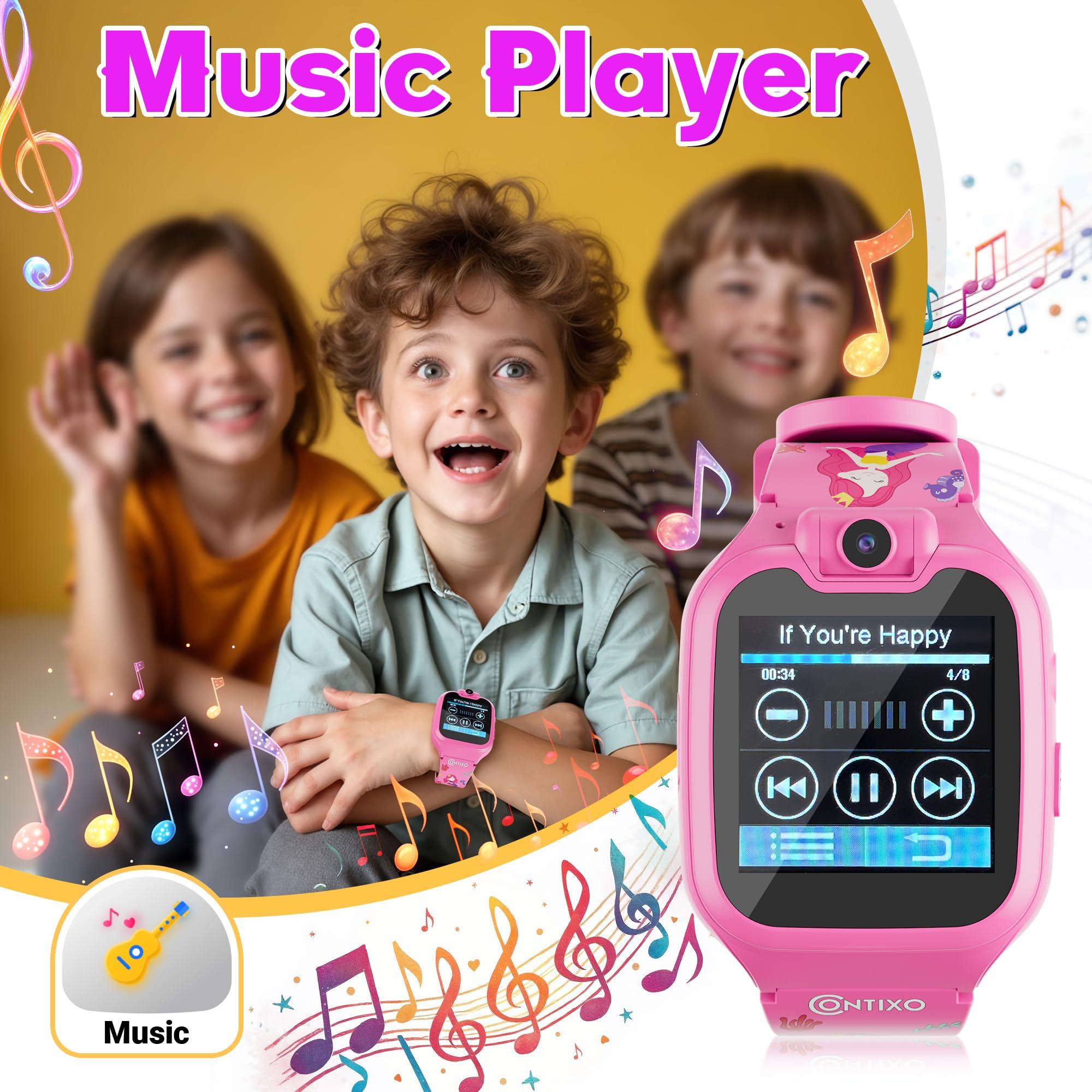 Contixo Contixo Kids Smartwatch - Educational Watch with Games, Camera, Music Player, Alarm, Customizable Wallpaper - for Boys & Girls Ages 4-12 (Pink)