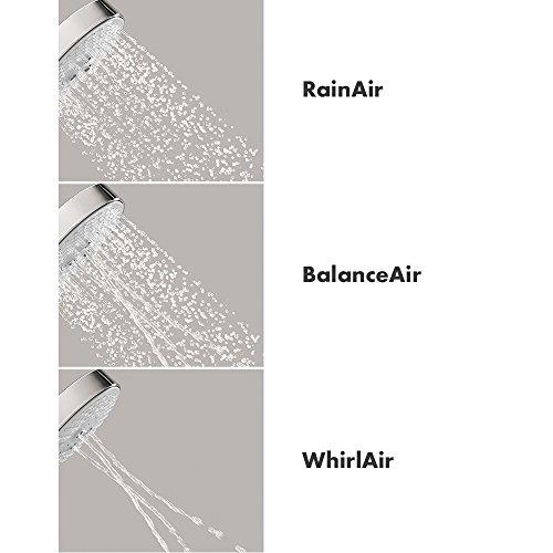 hansgrohe hansgrohe Raindance S 5-inch Showerhead Easy Install Modern 3-Spray RainAir, BalanceAir, Whirl Air Infusion with Airpower with QuickClean in Brushed Nickel, 27495821,Small