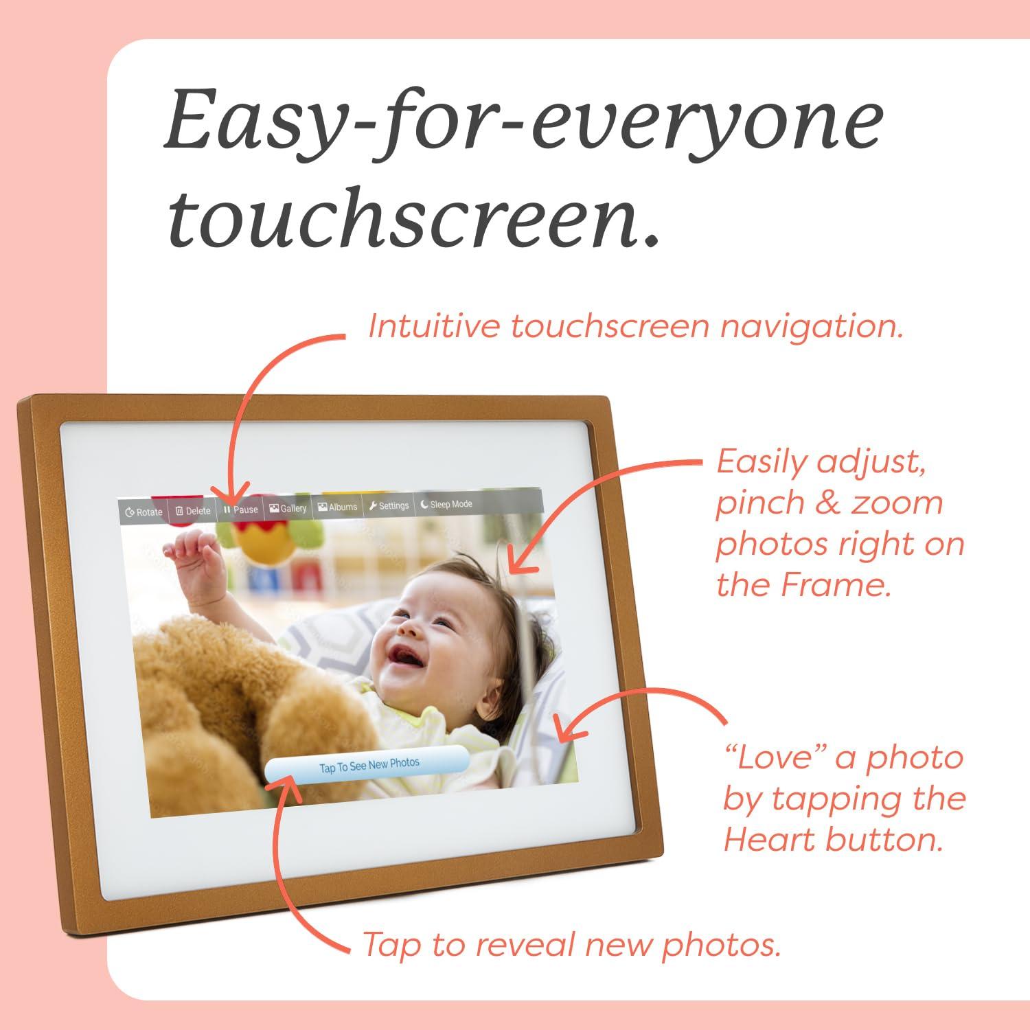 Skylight Skylight Digital Picture Frame - WiFi Enabled with Load from Phone Capability, Touch Screen Digital Photo Frame Display - Customizable Gift for Friends and Family - 10 Inch Gold