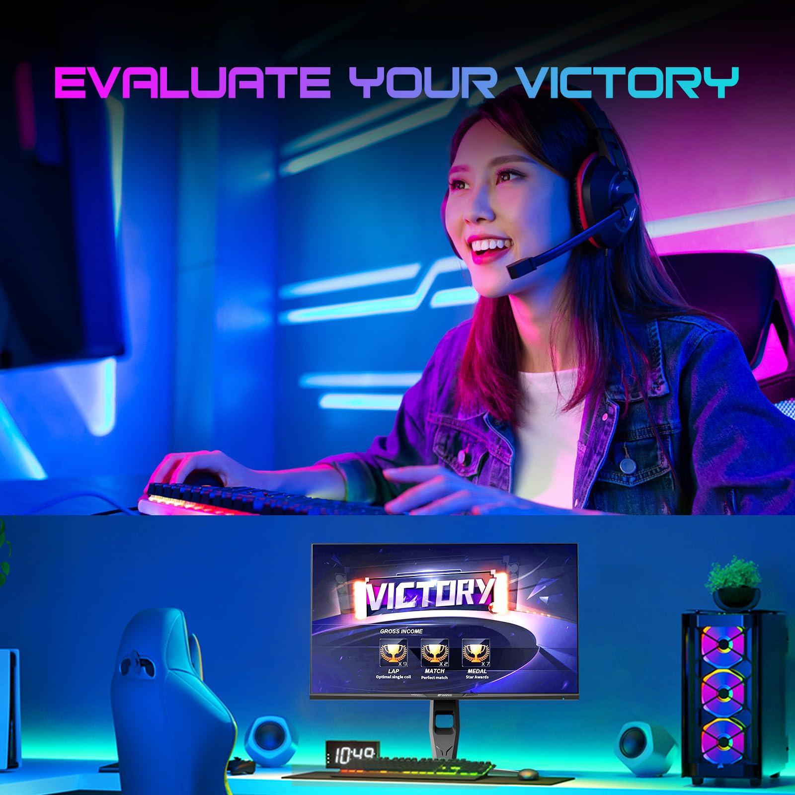 SANSUI SANSUI 27 inch WQHD 180Hz Gaming Monitor 1440P-AMD FreeSync 1ms DCI-P3 93% Fast IPS Computer Monitor,Height Adjustable Vertical/Horizontal Rotating, 2DisplayPort/HDMI HDRLow Motion Blur Speakers