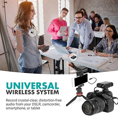 Movo Movo WMX-1 2.4GHz Wireless Lavalier Microphone System Compatible with DSLR Cameras, Camcorders, iPhone, Android Smartphones, and Tablets (200' ft Audio Range)