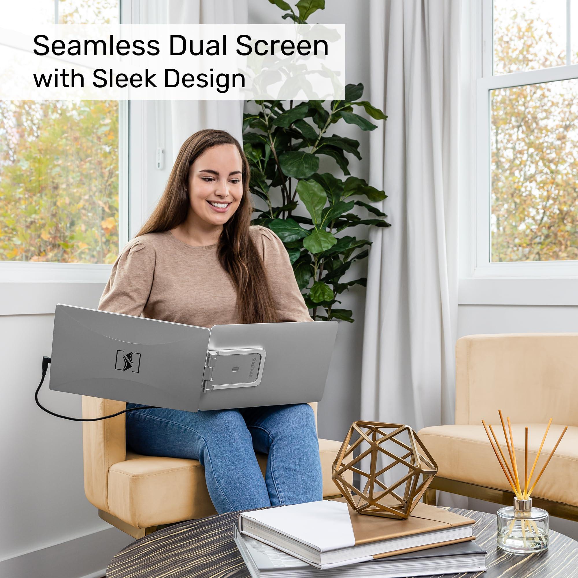 SideTrak SideTrak Swivel 14" Patented Attachable Portable Monitor for Laptop | FHD TFT Laptop Dual Screen | Mac, PC & Chrome Compatible | Fits All Laptops | Powered by USB-C or Mini HDMI (Light Silver)