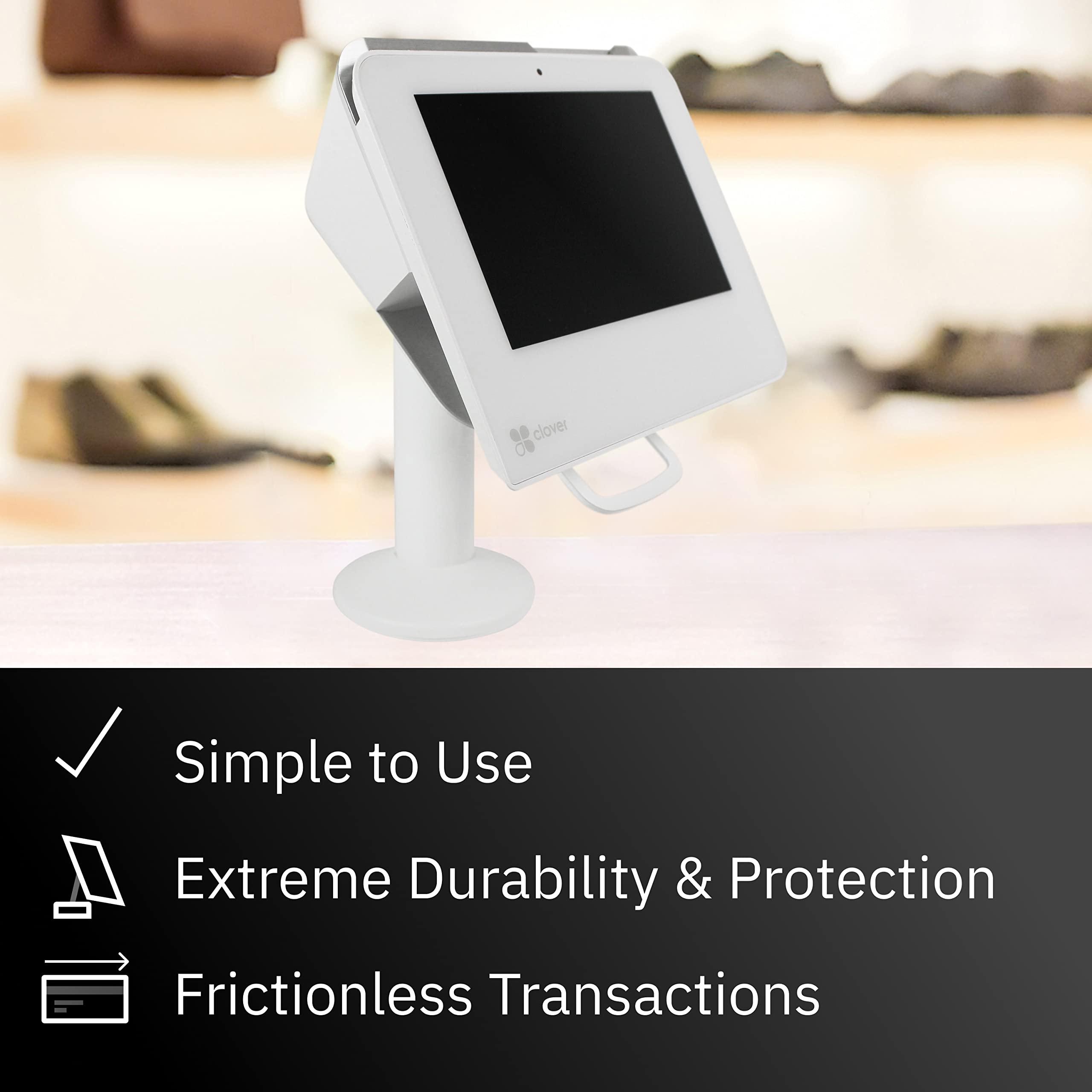 Discount Credit Card Supply Discount Credit Card Supply DCCStands Clover Mini /Clover Mini 3 7" Swivel and Tilt Stand, Anti-Glare Screen Protector, and 10 Roll Case of Thermal Paper 2 1/4" x 85' Bundle, White