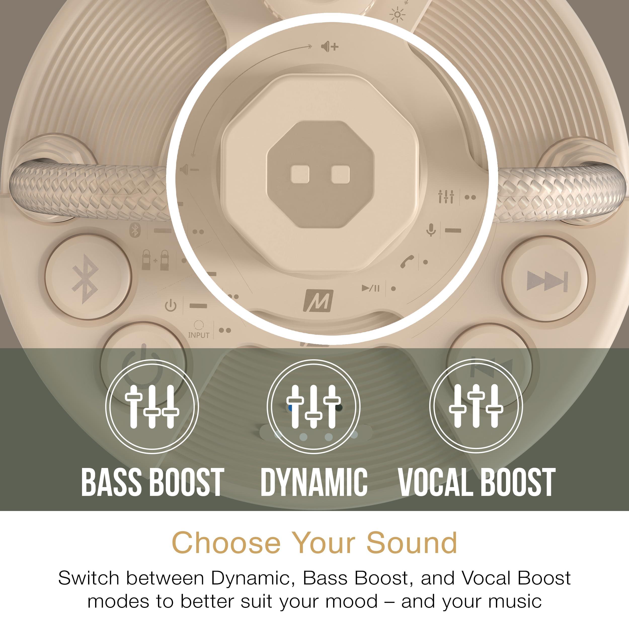 MEE audio MEE audio lightSPKR Bluetooth Wireless Speaker w/Camping Lantern: 360 Audio, 3 Audio Modes, 2 Light Colors & Infinite Brightness Adjustment, IPX6 Waterproof for Indoor & Outdoor use (Desert Sand)