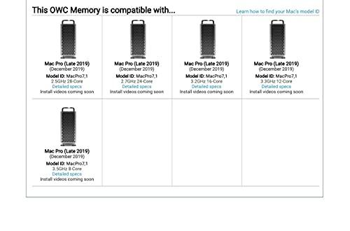OWC OWC 64GB (2 x 32GB) PC23400 DDR4 ECC-R 2933MHz RDIMMs Memory Compatible with Mac Pro 2019 and up Models (OWC2933R3M64)