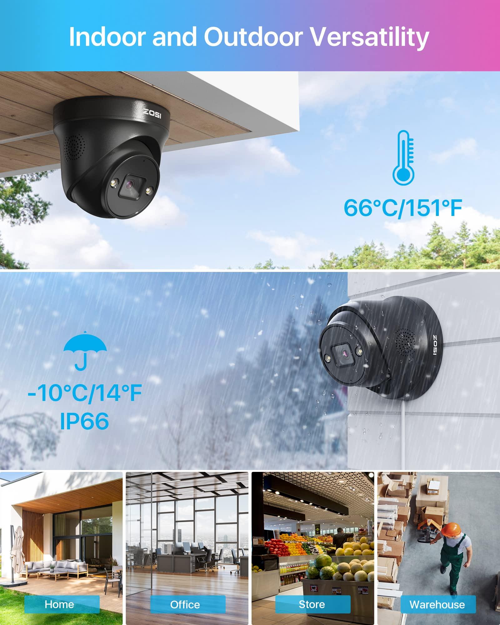 ZOSI ZOSI 4PK 4K PoE Add On Cameras with Ethernet Cables,8MP Dome Security IP Camera Outdoor Indoor,Person Vehicle Detection,Night Vision,Sound & Light Alarm,2-Way Audio,Only Work ZOSI 4K PoE NVR