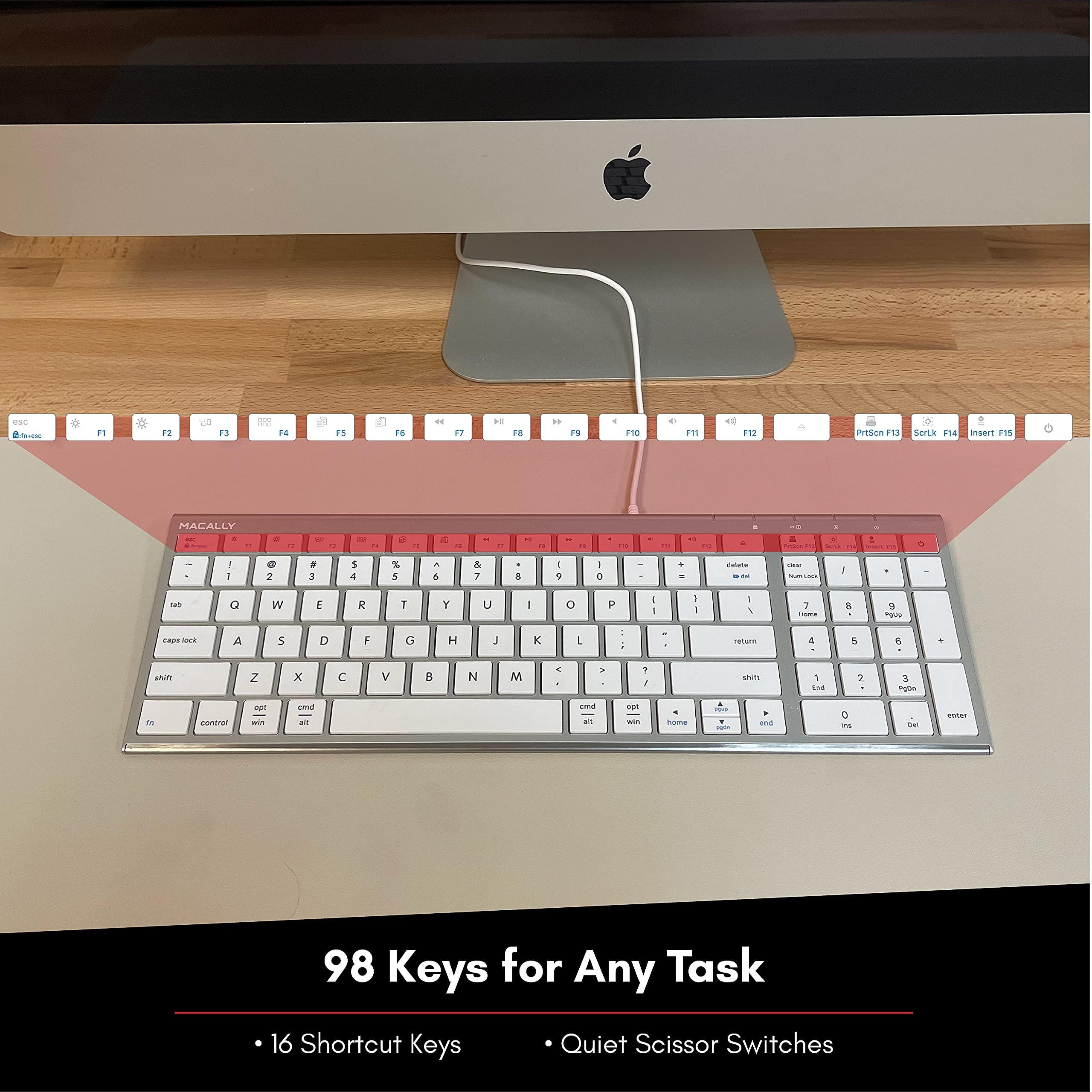 Macally Macally Compact Wired Keyboard and a Vertical Laptop Stand, Designed to Save Space