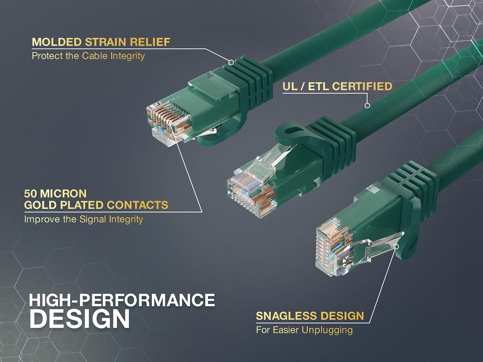 Cable Leader Cable Leader 10 ft Cat6a 500 MHz UTP Snagless Ethernet Network Patch Cable, Green