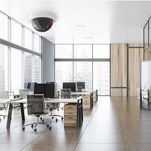 WALI WALI Dummy Fake Security CCTV Dome Camera with Flashing Red LED Light with Security Alert Sticker Decals (SDW-4), 4 Packs, White