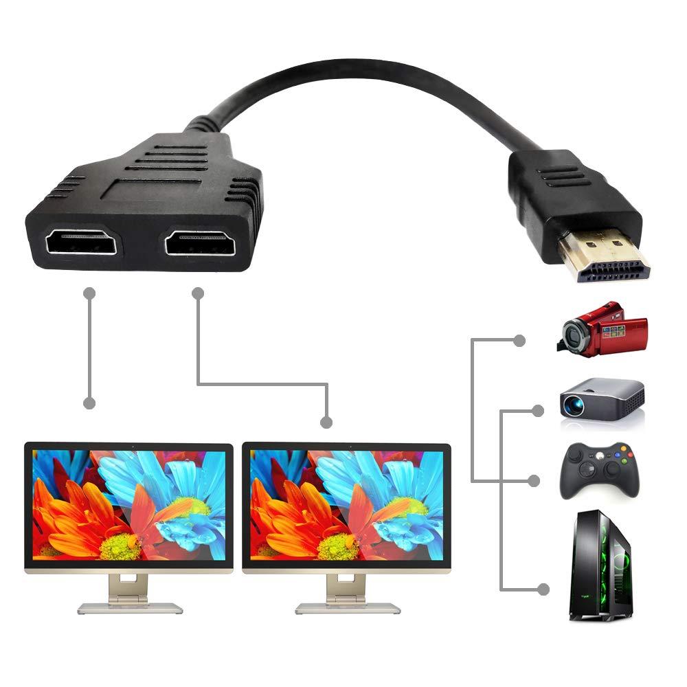 Marmoin HDMI Cable Splitter 1 in 2 Out HDMI Adapter Cable HDMI Male to Dual HDMI Female 1 to 2 Way, Support Two TVs at The Same Time, Signal One In Two Out