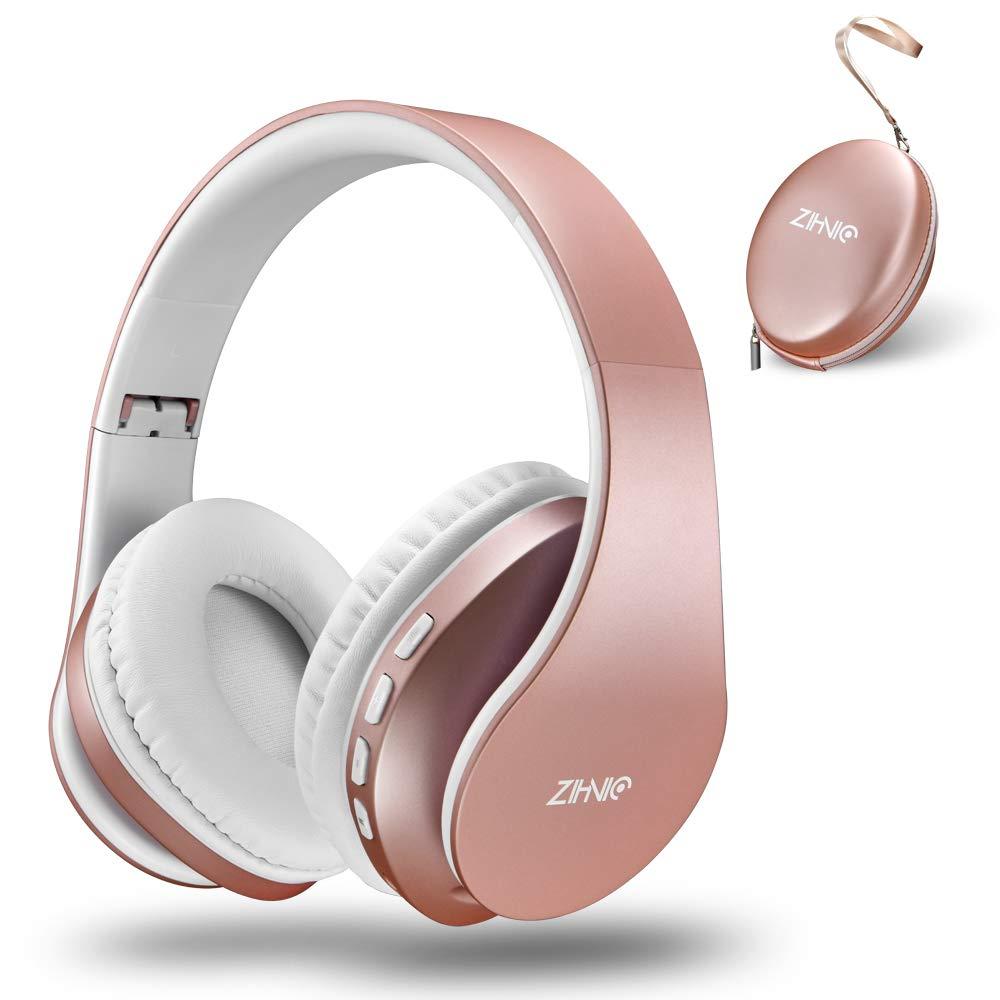 ZIHNIC ZIHNIC Bluetooth Headphones Over-Ear, Foldable Wireless and Wired Stereo Headset Micro SD/TF, FM for Cell Phone,PC,Soft Earmuffs &Light Weight for Prolonged Wearing(Rose Gold)
