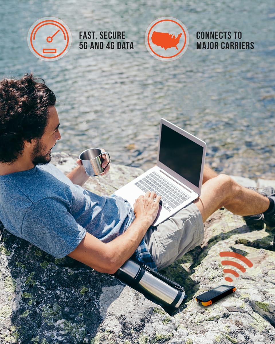 SIMO SIMO Solis 5G WiFi Mobile Hotspot Device, Portable WiFi for Travel in 140+ Countries, No SIM Card or Contract Required, Multi-Carrier Network Wireless Access Point, 16 Devices, 1GB/Month Lifetime Data