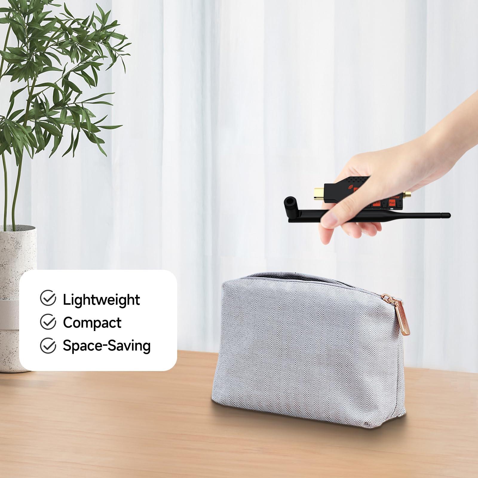 Taiquinix Wireless HDMI,One Transmitter and Two Receiver, 330FT/100M 4K Decode 1080P Output,Plug & Play Portable 2.4G/5G Wireless HDMI Extender Kit Support Simultaneous Playback on Multiple Devices (1 TX+2 RX