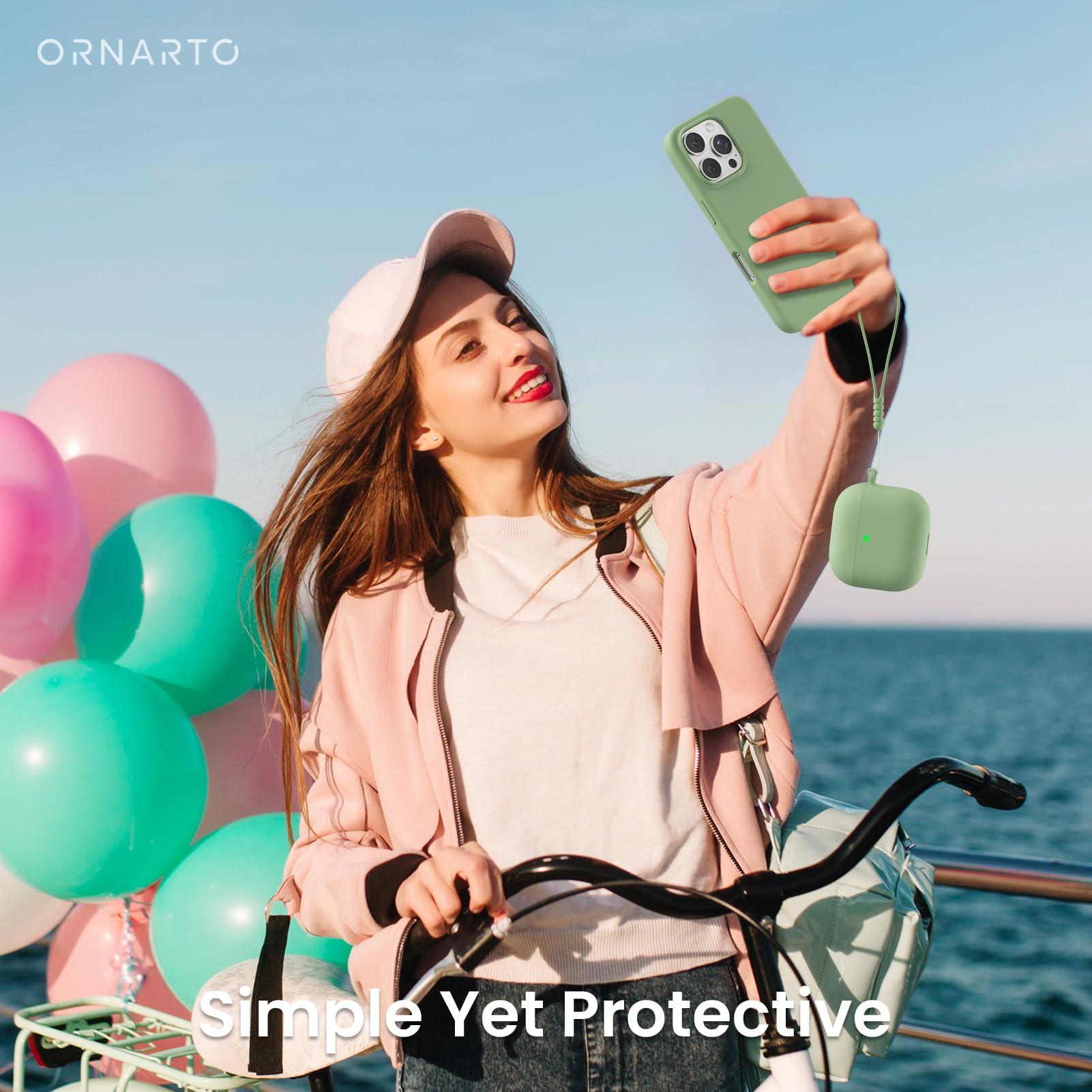 ORNARTO ORNARTO for AirPods 4 Case, Soft Silicone Full Protective Cover with LED Visible, Compatible with AirPods 4th Generation 2024 - Pistachio Green