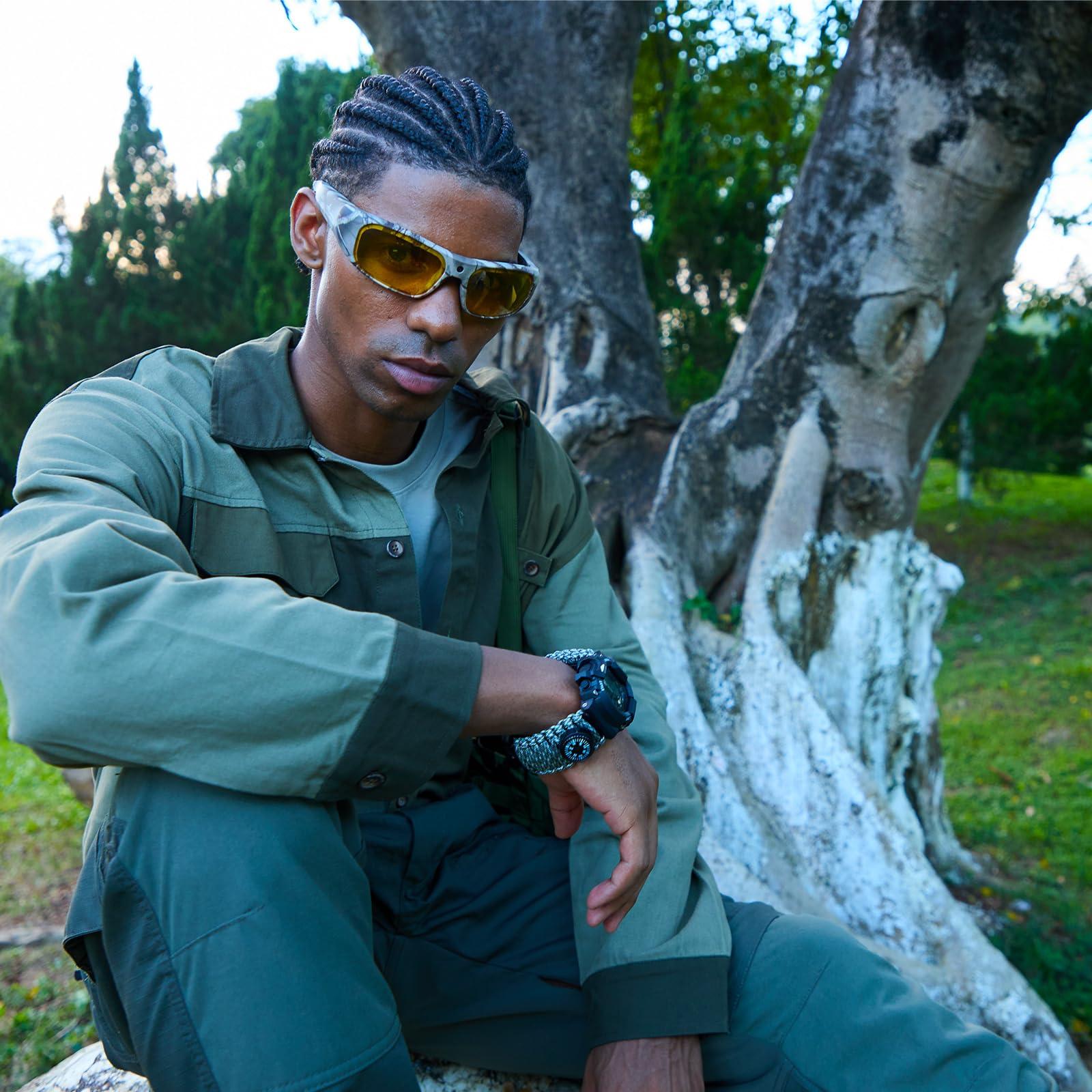 OhO sunshine OhO Camera Glasses,4K Pro 24M Resolution H.265 Smart Glasses with Built-in 64G Memory,UV400 Sunglasses in Camouflage for Hunting