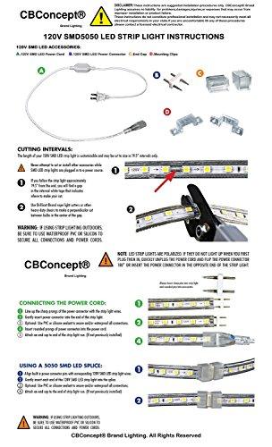 CBconcept CBConcept UL Listed, 164 Feet, 18000 Lumen, 4000K Soft White, Dimmable, 120V AC Flexible Flat LED Strip Rope Light, 3000 Units 3528 SMD LEDs, Indoor Outdoor Use, Accessories Included, Ready to use
