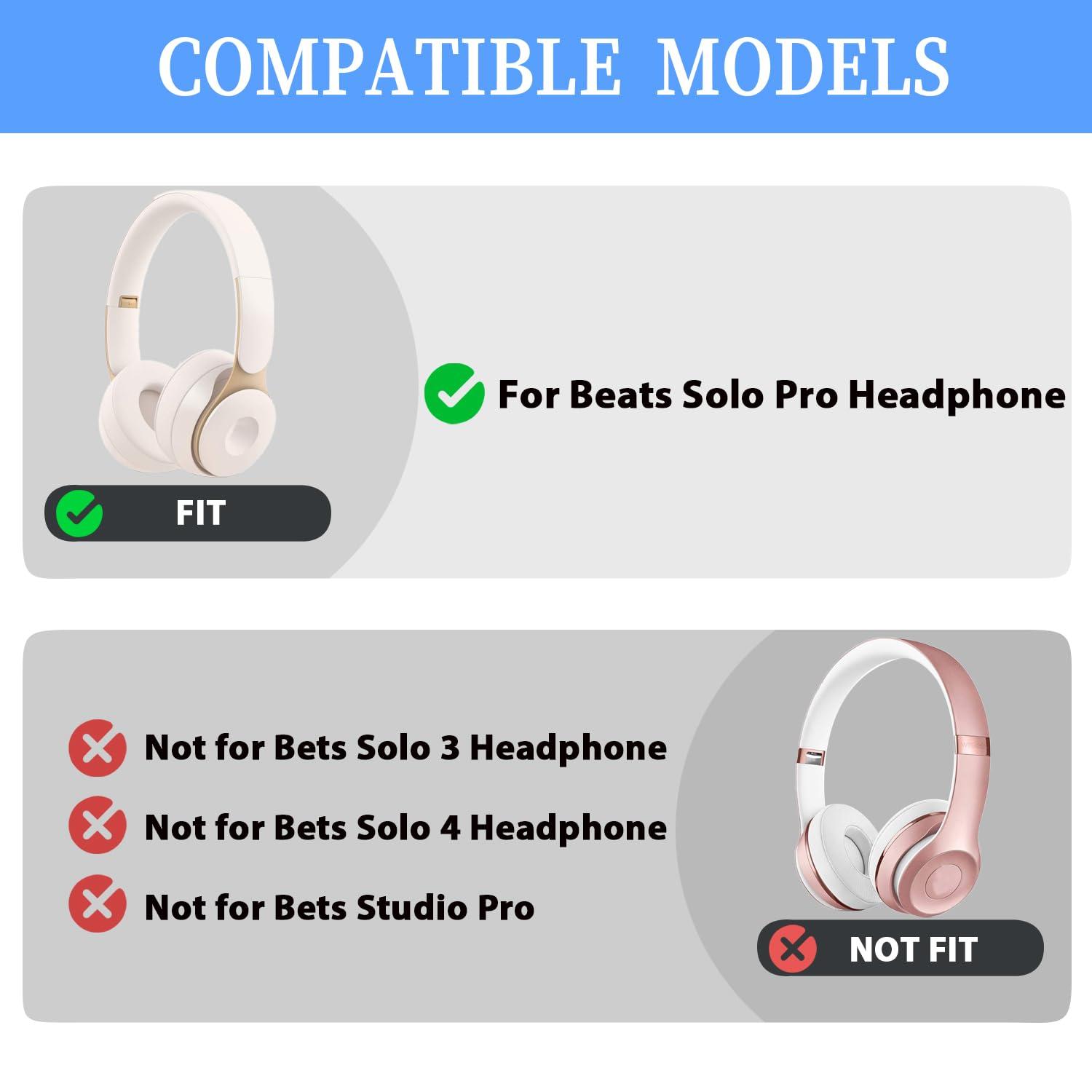 Adhiper Solo Pro Replacement Earpads Protein Leather Replacement Ear Pads Ear Cushion is Compatible with Beats Solo Pro Headphones (White)