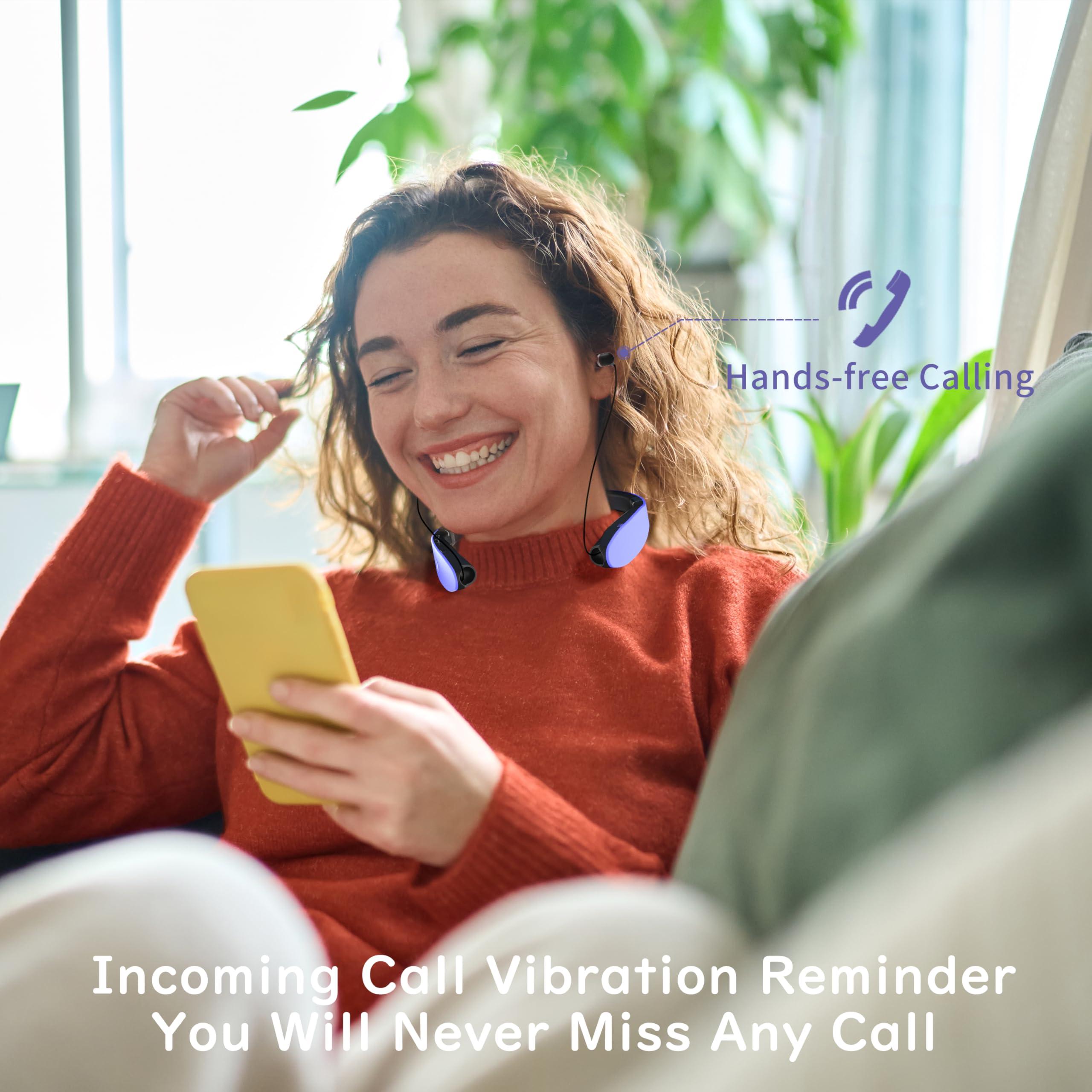 AMORNO AMORNO Foldable Bluetooth Headphones Wireless Neckband Headset with Retractable Earbuds, Sports Sweatproof Noise Cancelling Stereo Earphones with Mic