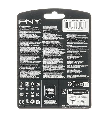 PNY PNY 128GB EliteX-PRO60 UHS-II SDXC Memory Card - R280MB/s W100MB/s, U3, V60, 4K UHD, Full HD, UHS-II for Professional Photographers & Content Creators, DSLR Mirrorless Cameras, Advanced Video Cameras