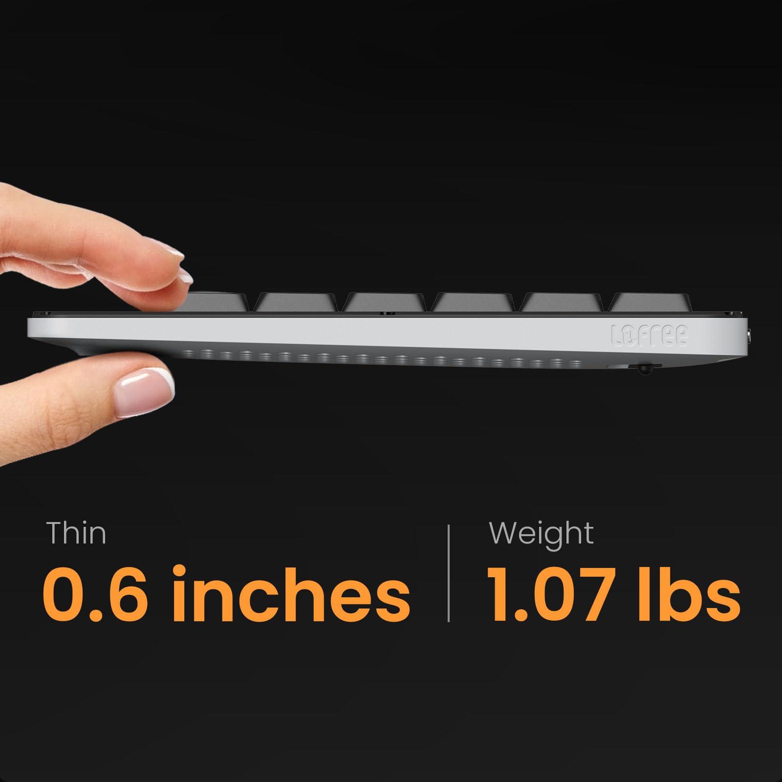 LOFREE LOFREE Edge Low Profile Mechanical Keyboard, 75% Rechargeable Bluetooth and Wired Connection for Window, Mac OS/POM Switches 2.0, Carbon Fiber Top Case, Mg Alloy Bottom Case (Volcano Grey)