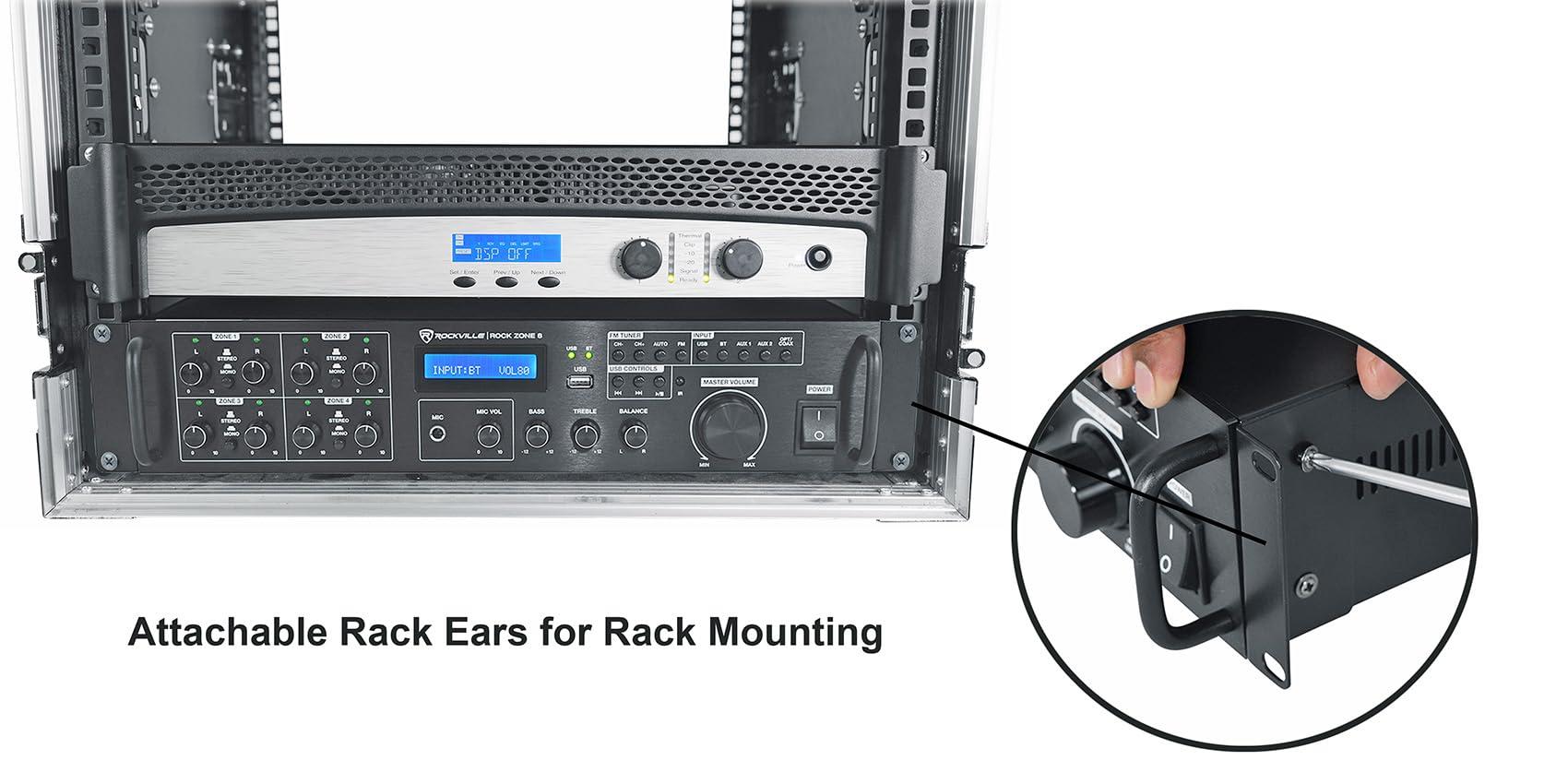Rockville Rockville Rock Zone 8 8-Zone 8-Channel 1000W Multi-Room/Source Receiver Amplifier, Bluetooth, USB, Optical, FM Radio, Includes Remote - Perfect for Home & Commercial Audio, Restaurants, Offices