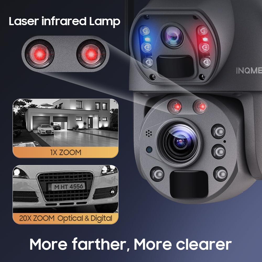 INQMEGA INQMEGA Metal 20X Optical Zoom 6MP Dual-Lens Security Solar Cameras, 4G Cellular 20000mA Battery Powered Camera with 10W Solar Panel, PIR Motion Detection, Color Night Vision, Include 4G Card
