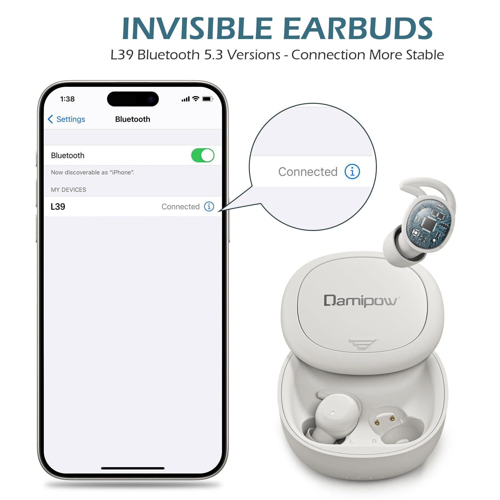 Damipow Damipow Wireless Sleep earbuds, Invisible Bluetooth 5.3 in Ear Sleep Earphones, Noise Blocking Sleeping Headphones for Side Sleepers, Micro Sleepbuds Built-in Mic for Music, Working, Hiking(off-White)