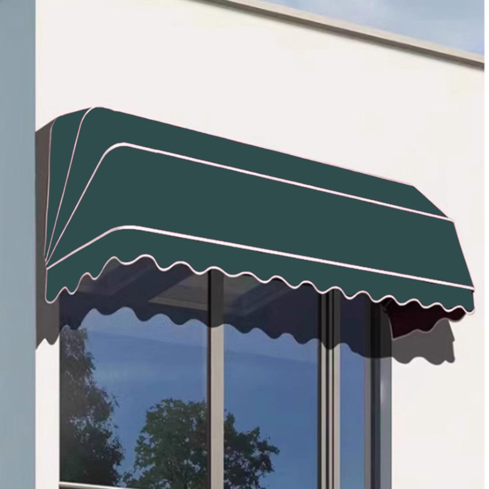 DirectNine Basics Window Door Awning Canopy| Entry Door Front Door Awning for Sun Shutter, UV, Rain, Snow Protection,Fully Assembled(Color:Dark Green,Size:70x50x50cm)