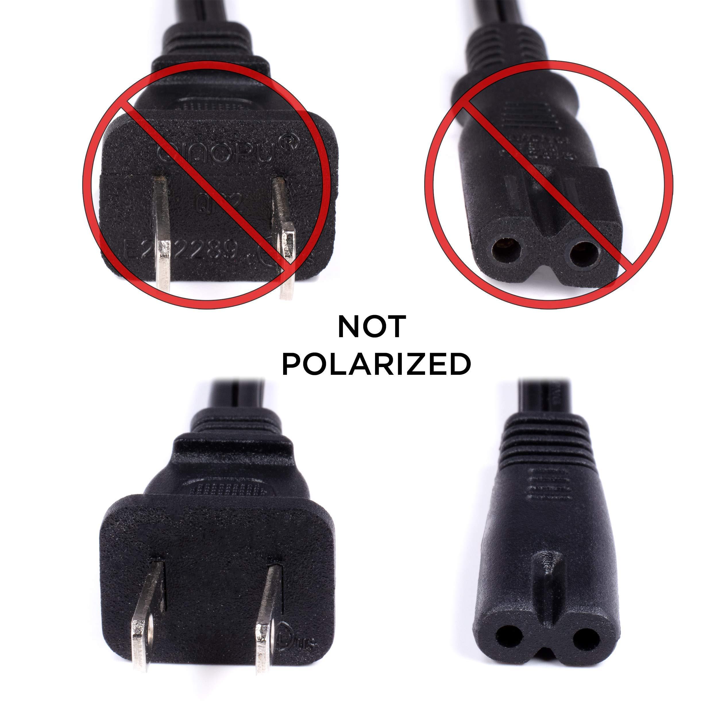 THE CIMPLE CO THE CIMPLE CO Figure 8 Power Cord (2 Prong) with Copper Wire Core - Non Polarized for Satellite, CATV, Game Systems, and More - NEMA 1-15P to C7 C8 / IEC 320 - UL Listed - Black, 3 Feet (0.9 Meter)