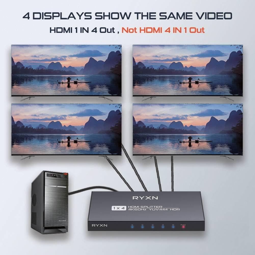 YITROX HDMI 2.0 Splitter 1 in 4 Out + HDMI 1.4 Splitter 1 in 4 Out