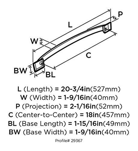 Amerock Amerock | Appliance Pull | Satin Nickel | 18 inch (457 mm) Center to Center | Candler | 1 Pack | Drawer Pull | Drawer Handle | Cabinet Hardware