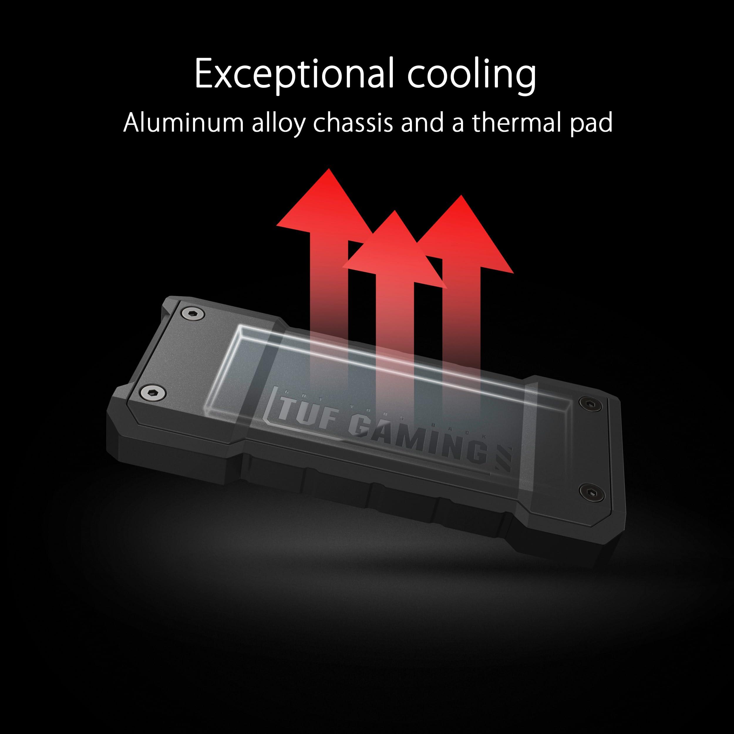 ASUS ASUS TUF Gaming AS2000 Plus USB-C 3.2 Gen 2x2 Portable M.2 NVMe PCIe SSD 2 TB, Up to 2000MB/s, MIL-STD-810H Drop Resistance, IP68 Water and dust Resistance, Aluminum Alloy Chassis and a Thermal pad