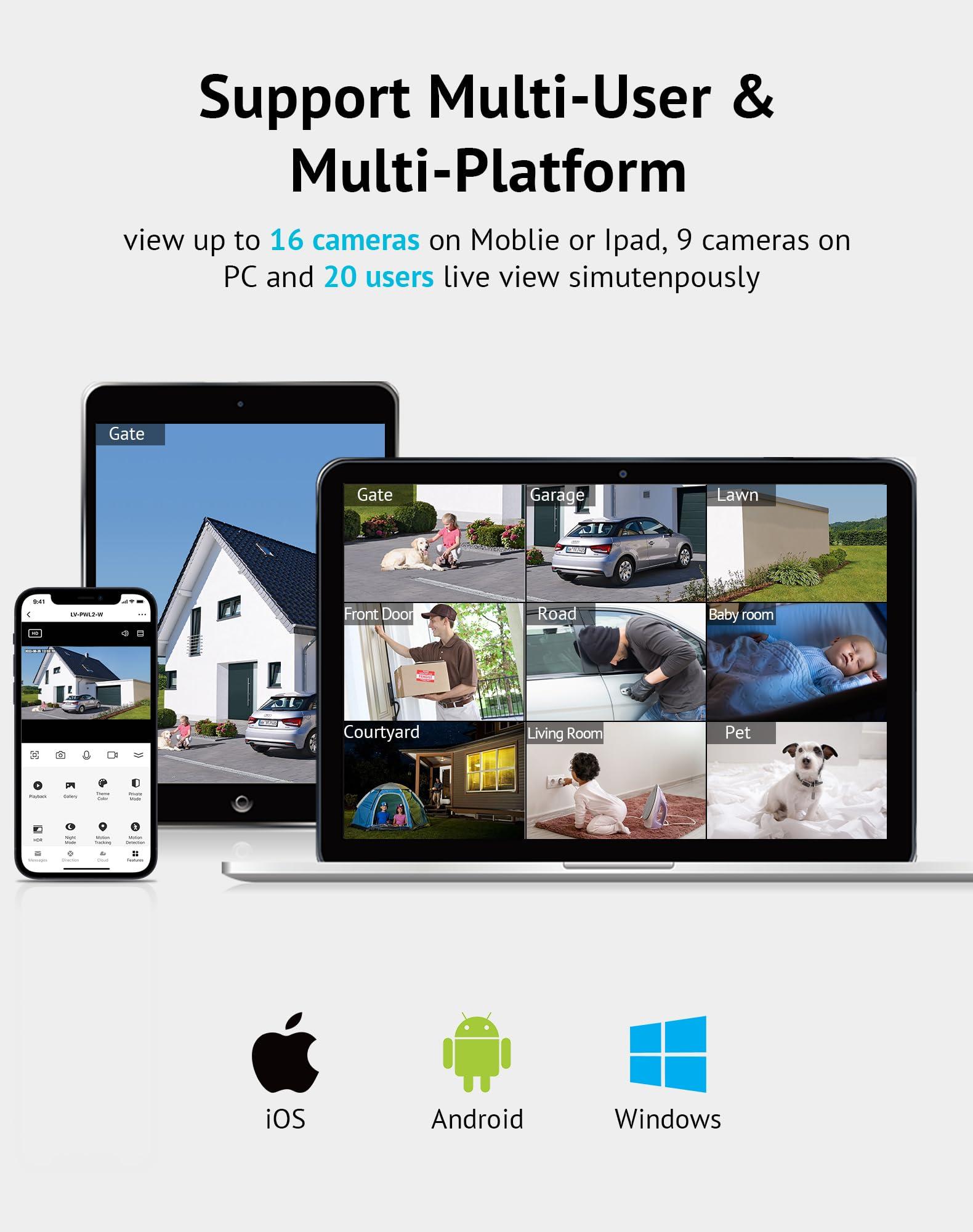 LaView LaView 4MP Bulb Security Camera 2.4GHz,360 2K Security Cameras Wireless Outdoor Indoor Full Color Day and Night, Motion Detection, Audible Alarm, Easy Installation, Compatible with Alexa