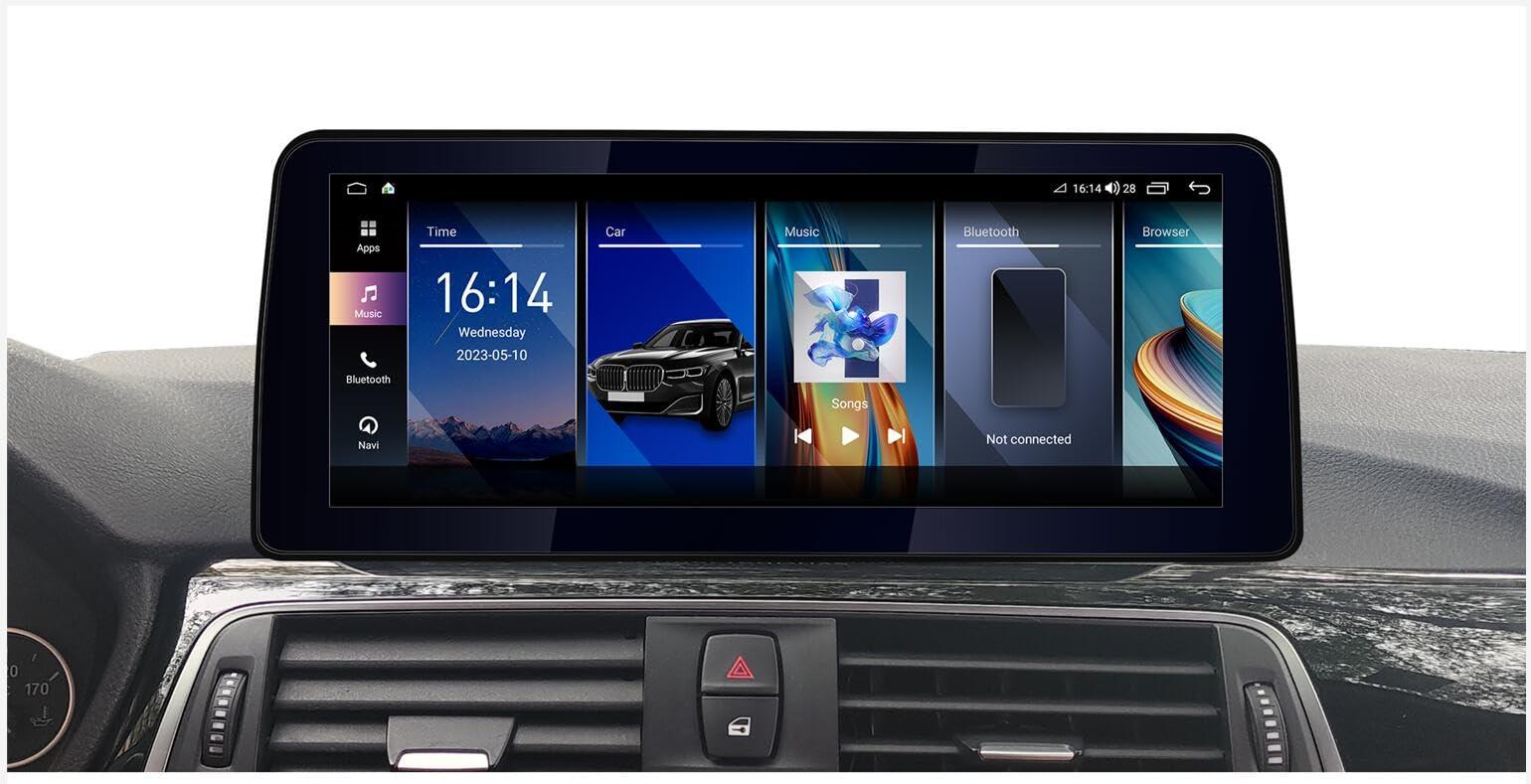 Pioowirk 12.3 inch Car GPS Navigator Android 12 Stereo for BMW 3 4 Series F30 F31 F32 F33 F34 F36 with iDrive System Retained Blu-ray Touch Screen with CarPlay (NBT System Octa Core 6GB RAM 128GB ROM)