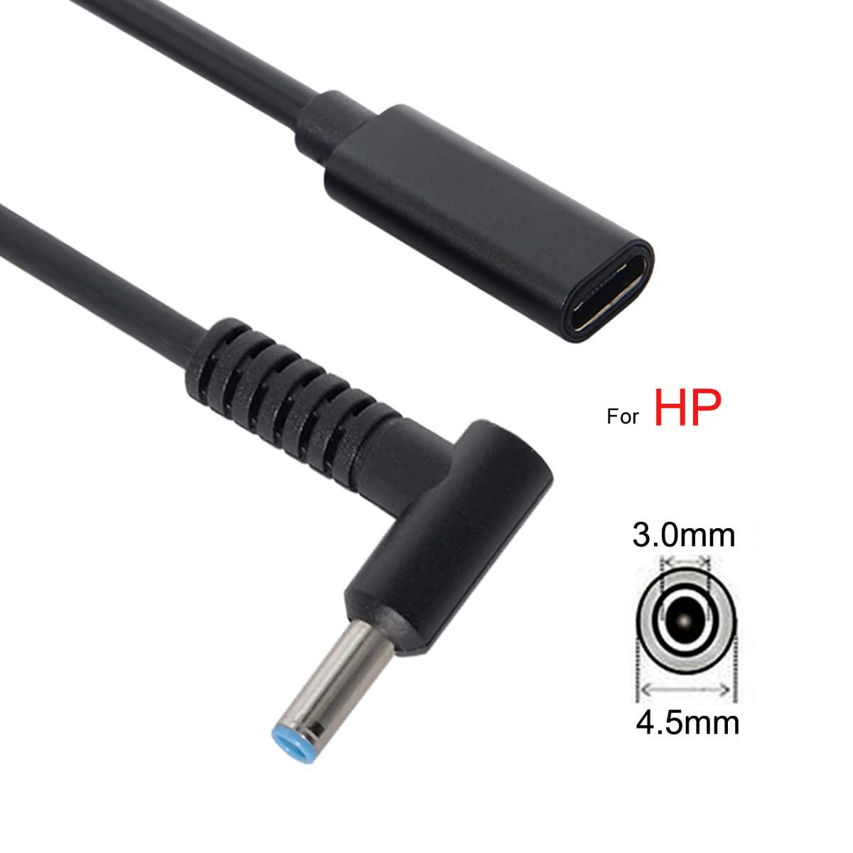 cablecc cablecc Type C USB-C Female Input to DC 4.5x3.0mm Power PD Charge Cable fit for HP Laptop 18-20V