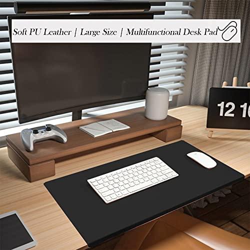 ZOCIS Waterproof Leather Desk Pad with Edge Protector, Premium Extended Desk Mouse Mat for Home Office Accessories, Large Office Desk Pad Protector Desk Writing Pad,60x30cm,Gray