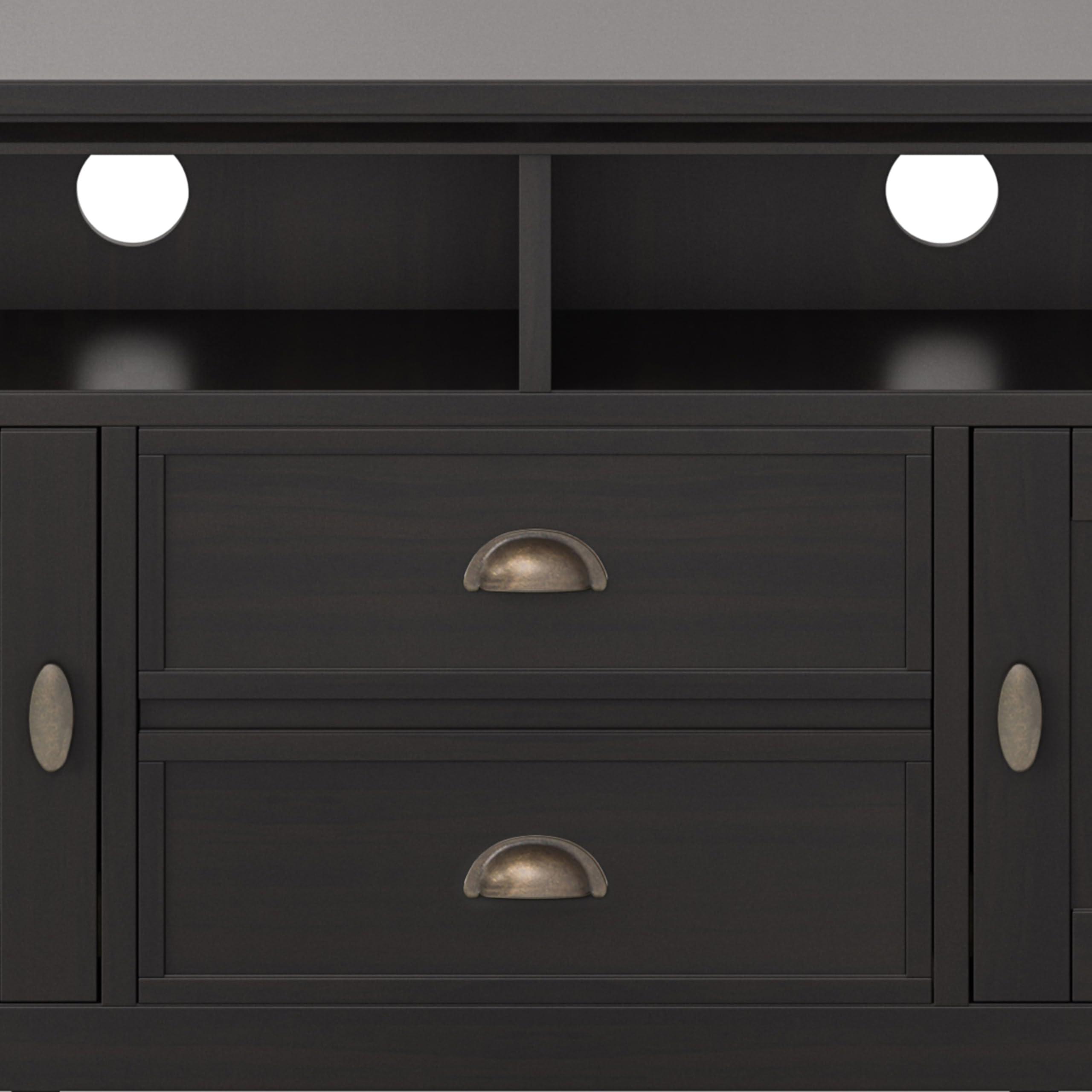 SIMPLIHOME SIMPLIHOME Redmond SOLID WOOD 72 inch Wide Transitional TV Media Stand in Hickory Brown For TVs up to 80 inches for the Living Room and Entertainment Center