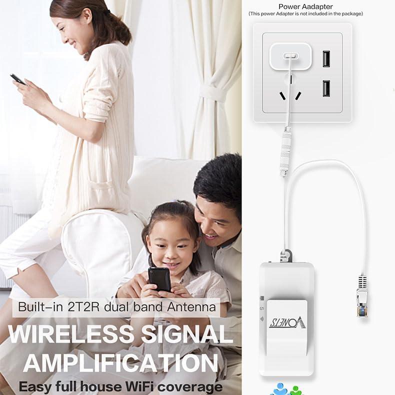 Vonets Vonets VAP11AC 2.4G+5G WiFi Bridge/Wireless Repeater/Wired to WiFi Adapter 1200Mbps with RJ45 Ethernet Cable Good Partner for Security System, IP Device