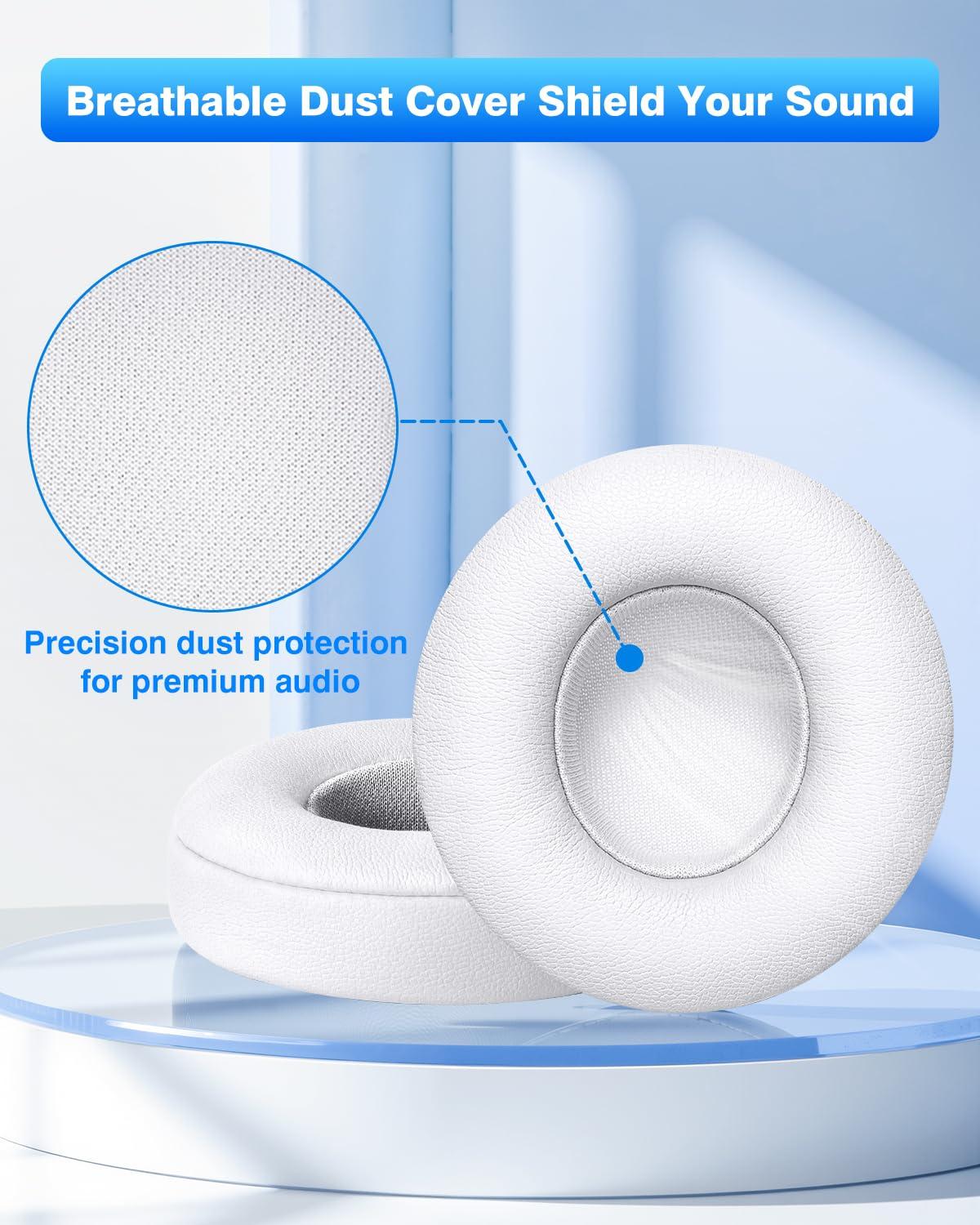 Link Dream Link Dream Replacement Ear Pads for Beats Solo 2 & 3 - Memory Foam Earpads Cushion Cover for Wireless Headphones (White)