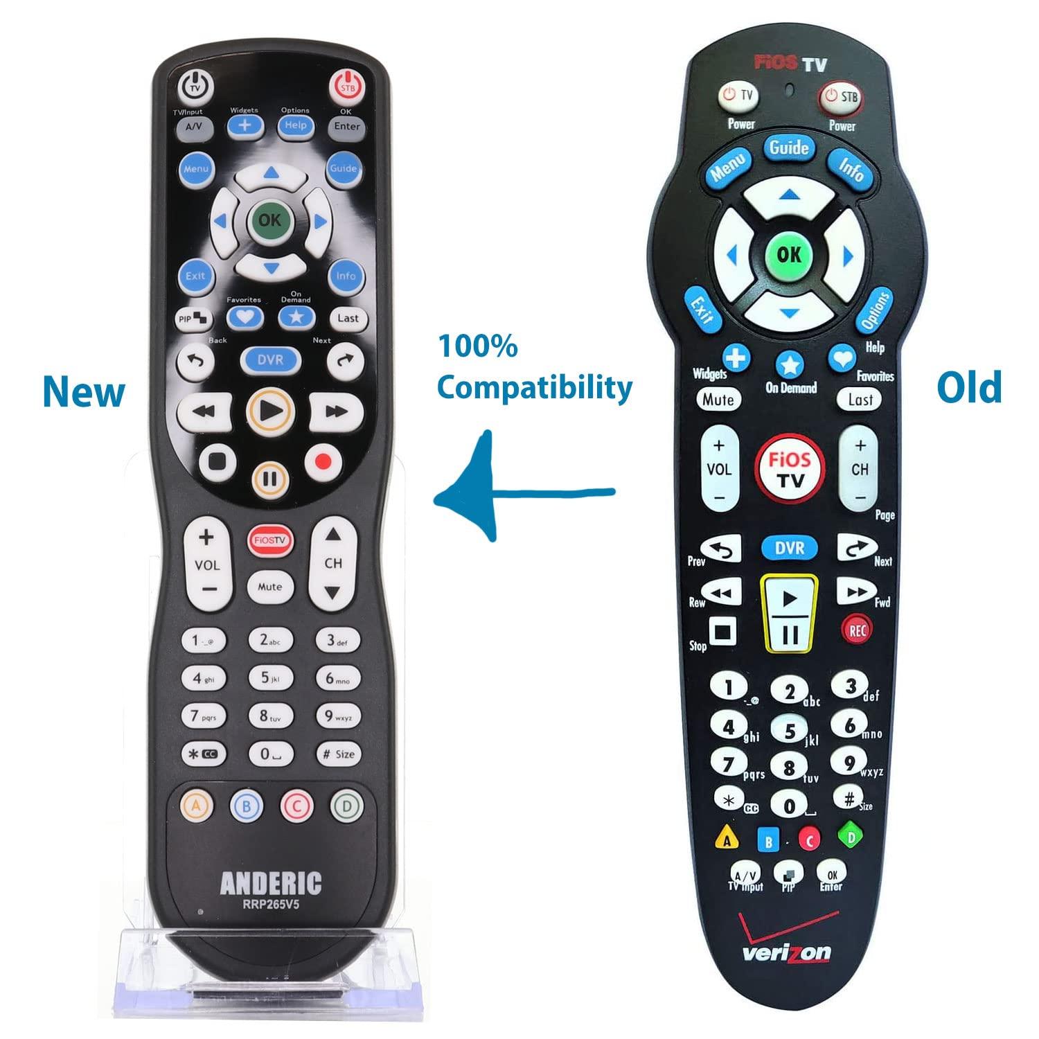 Anderic ANDERIC RRP265V5 Replacement Remote Control Compatible with Verizon FiOS 2-Device, Version 2/3/4/5 RC2655007/01, Work with All FiOS Systems and Set Top Boxes Replacement Controller