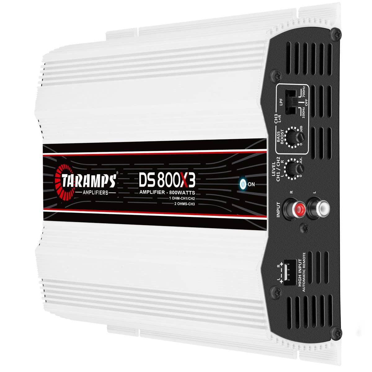 Taramp's TARAMPS DS800X3.1 DS 800x3 800 Watts RMS 3 Channels 1 Ohm Amplifier Multichannel Class D Full Range, Crossover High/Low Pass Bridgedable, Aluminium, RCA, Car Show Power System