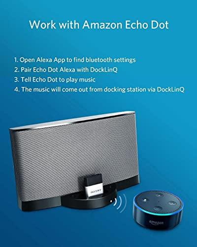 INVERY DockLinQ 30 pin Bluetooth 5.0 Adapter Receiver for Bose Sounddock and Other 30pin iPod iPhone Music Docking Station